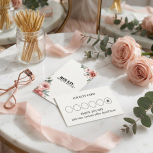 Floral Circle Reward Grid Lash Tech & Beauty Salon Loyalty Card