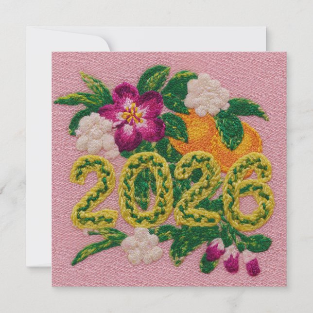 Floral Citrus 2026 New Year Holiday Card (Front)