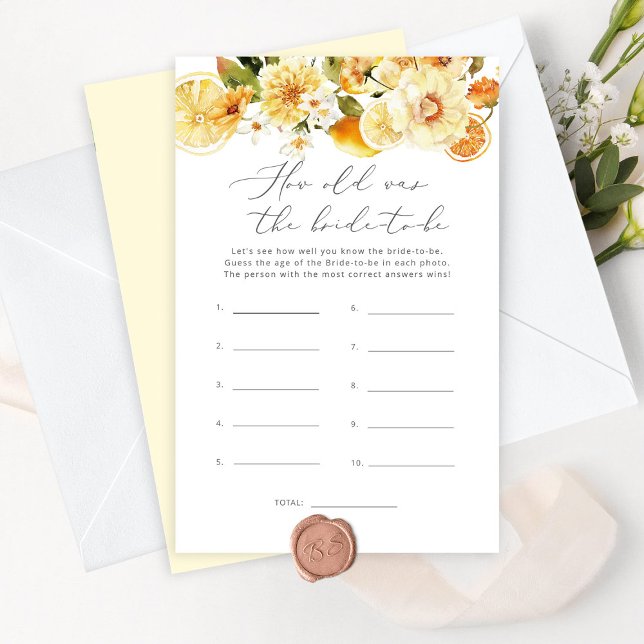 Floral citrus How old was the bride to be game (Creator Uploaded)