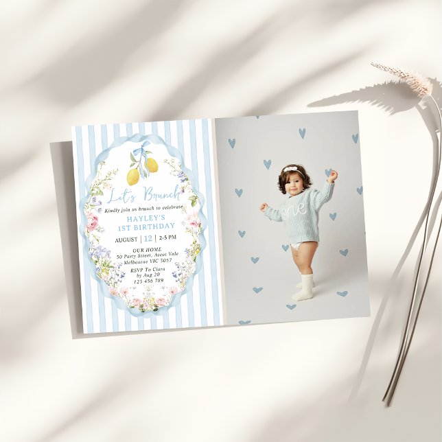 Floral Citrus Lemon Birthday Invitations (Creator Uploaded)