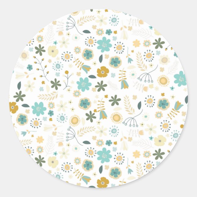 Floral Classic Round Sticker (Front)