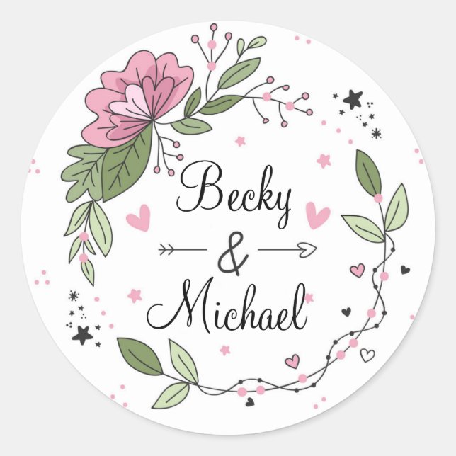 Floral Classic Round Sticker (Front)