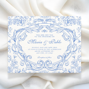 Floral classic vintage wedding  invitation
