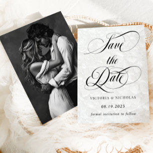 Floral Classic Wedding Photo Save The Date