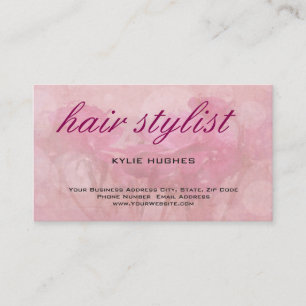 Floral Classical Pink Calligraphy Hair Stylist Business Card