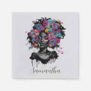 Floral Classy Afro Woman Napkin