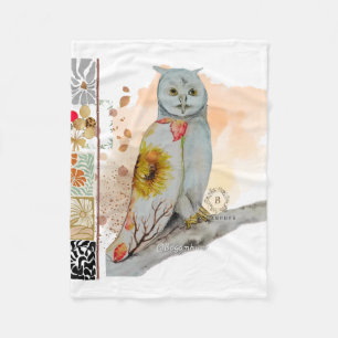 FLoral Cloak Owl Fleece Baby Blanket