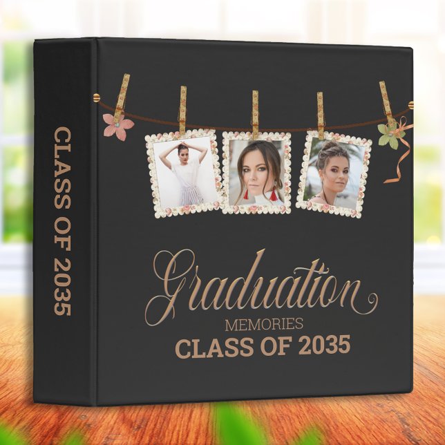 Floral Clothesline Graduation Photo Memory Album Binder (Creator Uploaded)