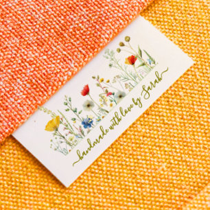 Floral clothing label for handmade items grosgrain ribbon