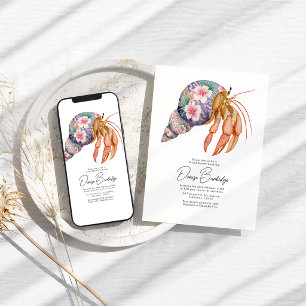 Floral Coastal Beach Nautical Bridal Shower Invitation