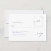 Floral Coat of Arms Boho Wreath Wedding RSVP Card