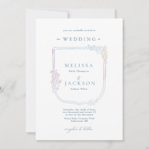 Floral Coat of Arms Wedding  Invitation