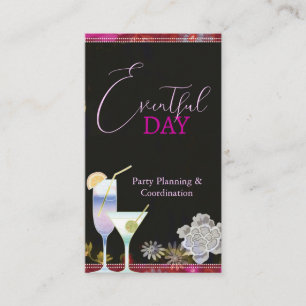 Floral Cocktails Party Planner Business Card