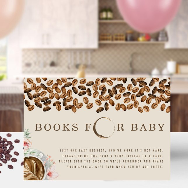 Floral Coffee Baby Shower Book Request Invitation (Creator Uploaded)