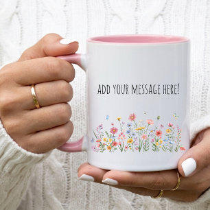 Floral Coffee Cup, Custom Text Message Mug for Mom