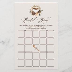 Floral Coffee Love is Brewing Bridal Bingo Game