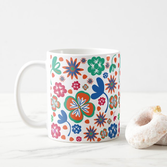 Floral Coffee Mug (With Donut)