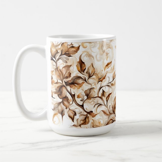 Floral Coffee stained pattern - Coffee Addicts Coffee Mug (Left)