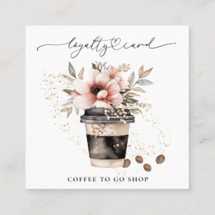 *~* Floral Coffee To Go Espresso QR Rewards Loyalty Card