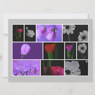 Floral Collage on Light Grey Flat Greeting Card