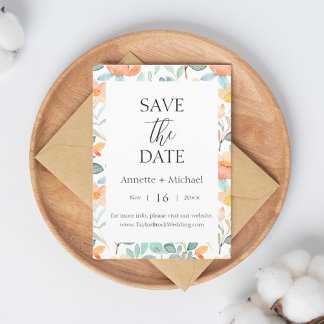 Floral coloré enregistrer la date Invitation