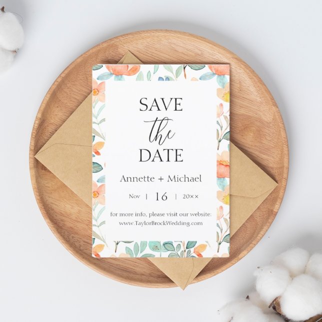 Floral coloré enregistrer la date Invitation (Créateur téléchargé)