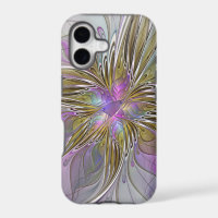 Floral Colorful Abstract Fractal With Pink & Gold