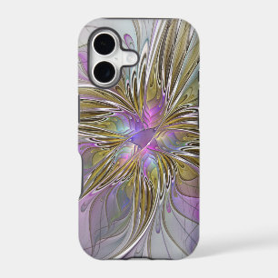 Floral Colorful Abstract Fractal With Pink & Gold