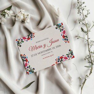 Floral Colorful Botanical Flowers Spanish Wedding Save The Date