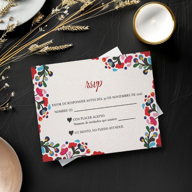 Floral Colorful Fiesta Spanish Wedding RSVP Card (Floral Colorful Fiesta Spanish Wedding RSVP Card)