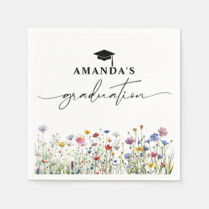 Floral colorful Graduation Party paper napkins