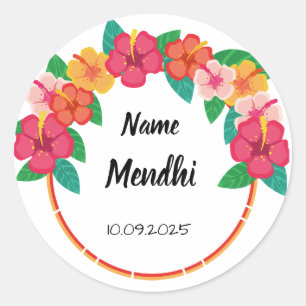 Floral colorful Mendhi favor stickers 