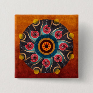 Floral Colour Abstract Vector Art Button (square)