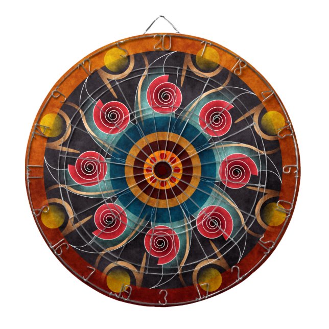 Floral Colour Abstract Vector Art Dartboard (Front)