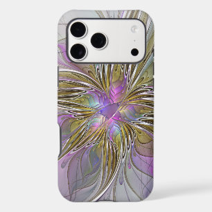 Floral Colourful Abstract Fractal With Pink & Gold