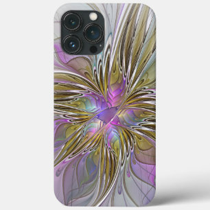 Floral Colourful Abstract Fractal With Pink & Gold iPhone 13 Pro Max Case