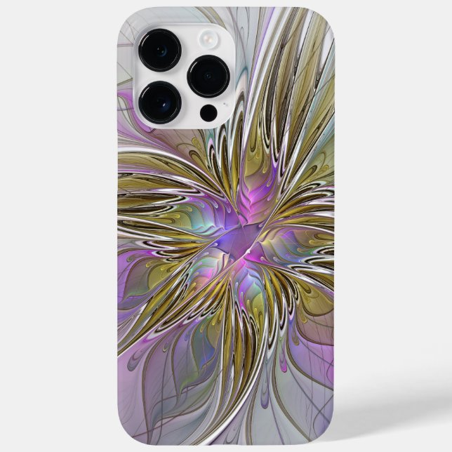Floral Colourful Abstract Fractal With Pink & Gold Case-Mate iPhone Case (Back)