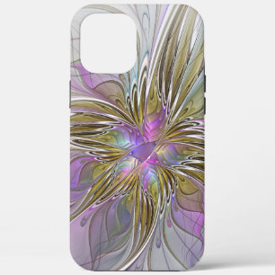 Floral Colourful Abstract Fractal With Pink & Gold iPhone 12 Pro Max Case