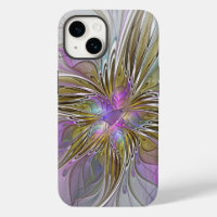 Floral Colourful Abstract Fractal With Pink & Gold