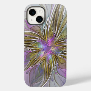 Floral Colourful Abstract Fractal With Pink & Gold Case-Mate iPhone 14 Case