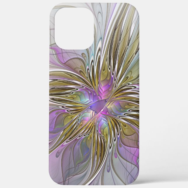 Floral Colourful Abstract Fractal With Pink & Gold Case-Mate iPhone Case (Back)