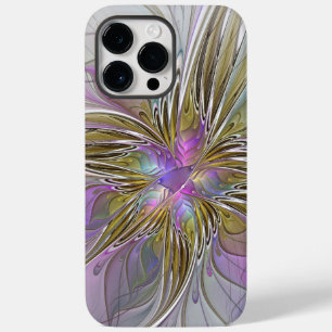 Floral Colourful Abstract Fractal With Pink & Gold Case-Mate iPhone 14 Pro Max Case