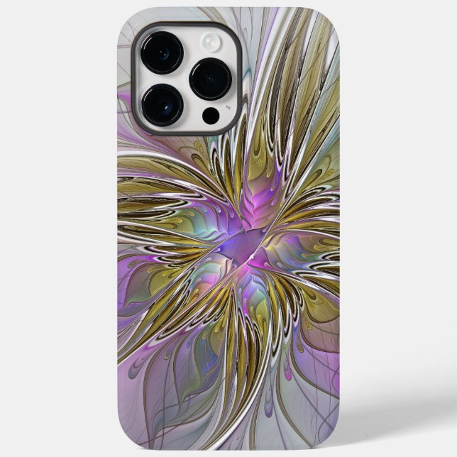 Floral Colourful Abstract Fractal With Pink & Gold Case-Mate iPhone Case (Back)
