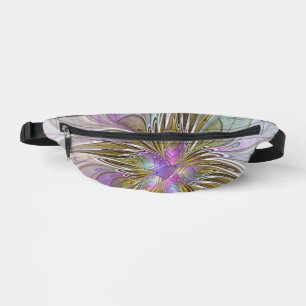 Floral Colourful Abstract Fractal With Pink & Gold Fanny Pack