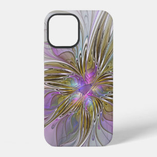 Floral Colourful Abstract Fractal With Pink & Gold iPhone 12 Case