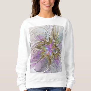 Floral Colourful Abstract Fractal With Pink & Gold Sweatshirt