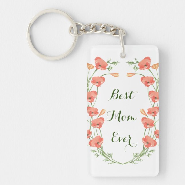 Floral Colourful Cute Custom Mother's Day  Keychain (Front)