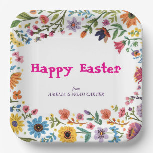 Floral Colourful Easter BRUNCH & HUNT Paper Plate