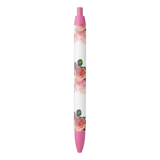 Floral Colourful Flowers Roses Trendy Template Blue Ink Pen (Front Vertical)