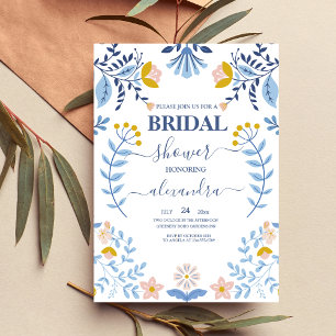 Floral colourful folk art Bridal Invitation